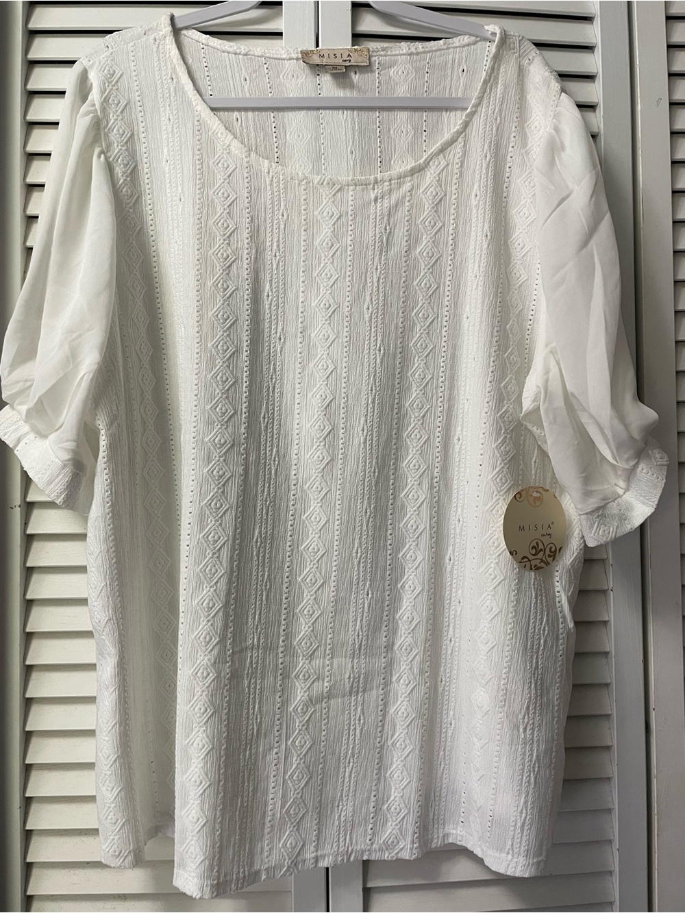 Misia White Embroidered Scoop Neck Tunic (#1018)